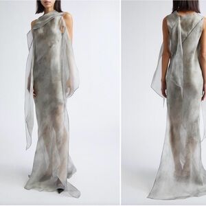 Grace Ling SILK BIAS SCARF MAXI DRESS - FOG GREY